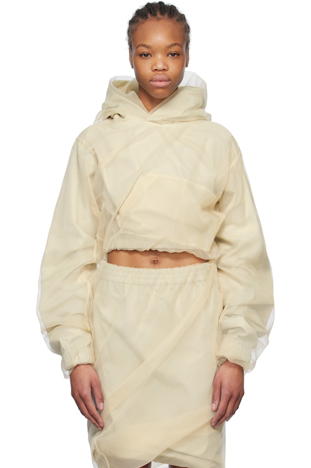 Многослойный укороченный худи We11Done, бежевый
Многослойный укороченный худи We11Done, бежевый