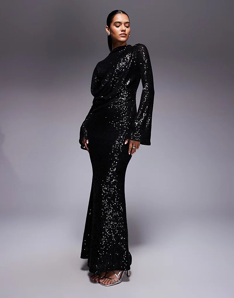 Платье макси ASOS DESIGN с длинными рукавами, запахом спереди, полностью расшитое пайетками, черного цвета
Платье макси ASOS DESIGN с длинными рукавами, запахом спереди, полностью расшитое пайетками, черного цвета