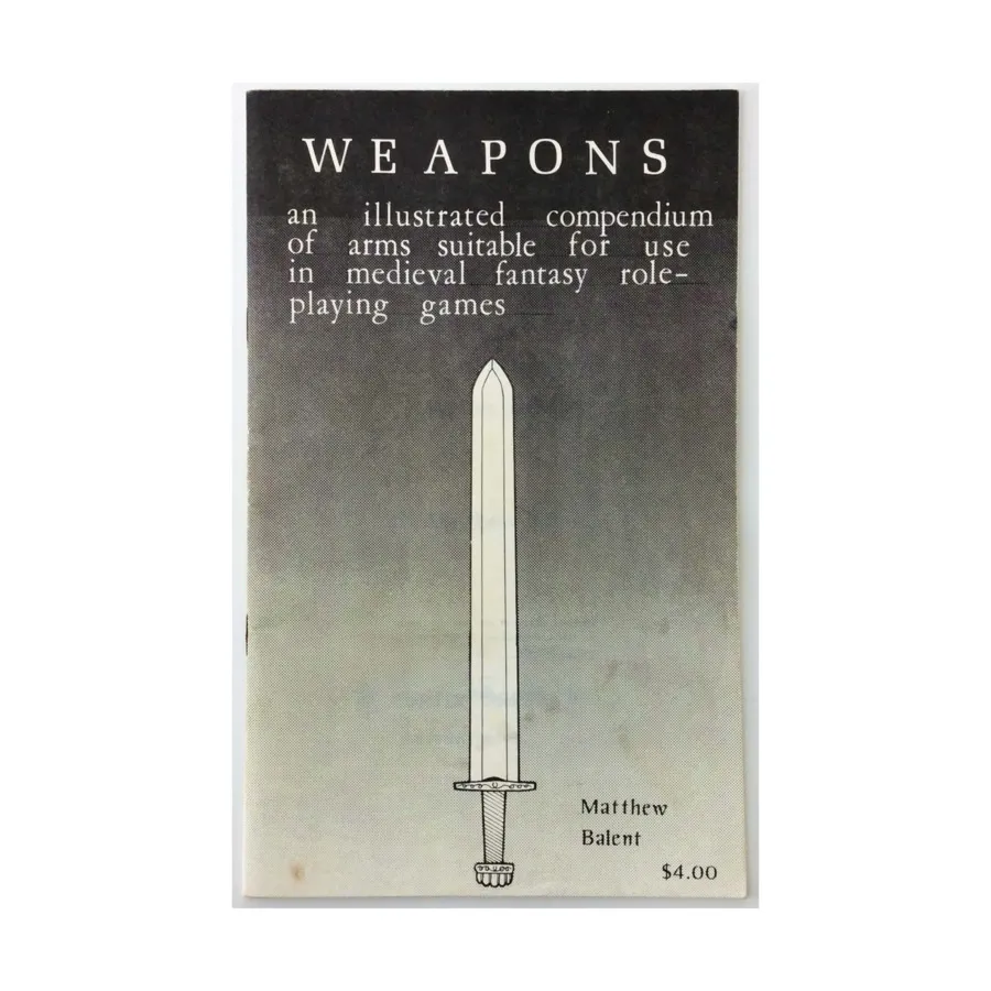 Weapons - An Illustrated Compendium of Arms Suitable for Use in Medieval Fantasy Role-playing Games, Role Playing Games (Turtle Press), мягкая обложка
Weapons - An Illustrated Compendium of Arms Suitable for Use in Medieval Fantasy Role-playing Games, Role Playing Games (Turtle Press), мягкая обложка