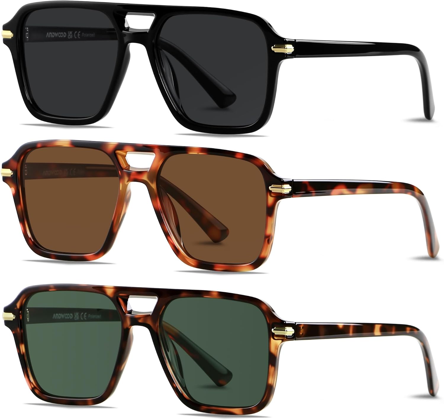 Поляризованные солнцезащитные очки-авиаторы ANDWOOD для женщин и мужчин в стиле ретро 70-х, 80-х, 90-х годов. Модные квадратные очки-пилоты в винтажном стиле, (3pack) Black + Brown Tortoise + Dark Tortoise
Поляризованные солнцезащитные очки-авиаторы ANDWOOD для женщин и мужчин в стиле ретро 70-х, 80-х, 90-х годов. Модные квадратные очки-пилоты в винтажном стиле, (3pack) Black + Brown Tortoise + Dark Tortoise