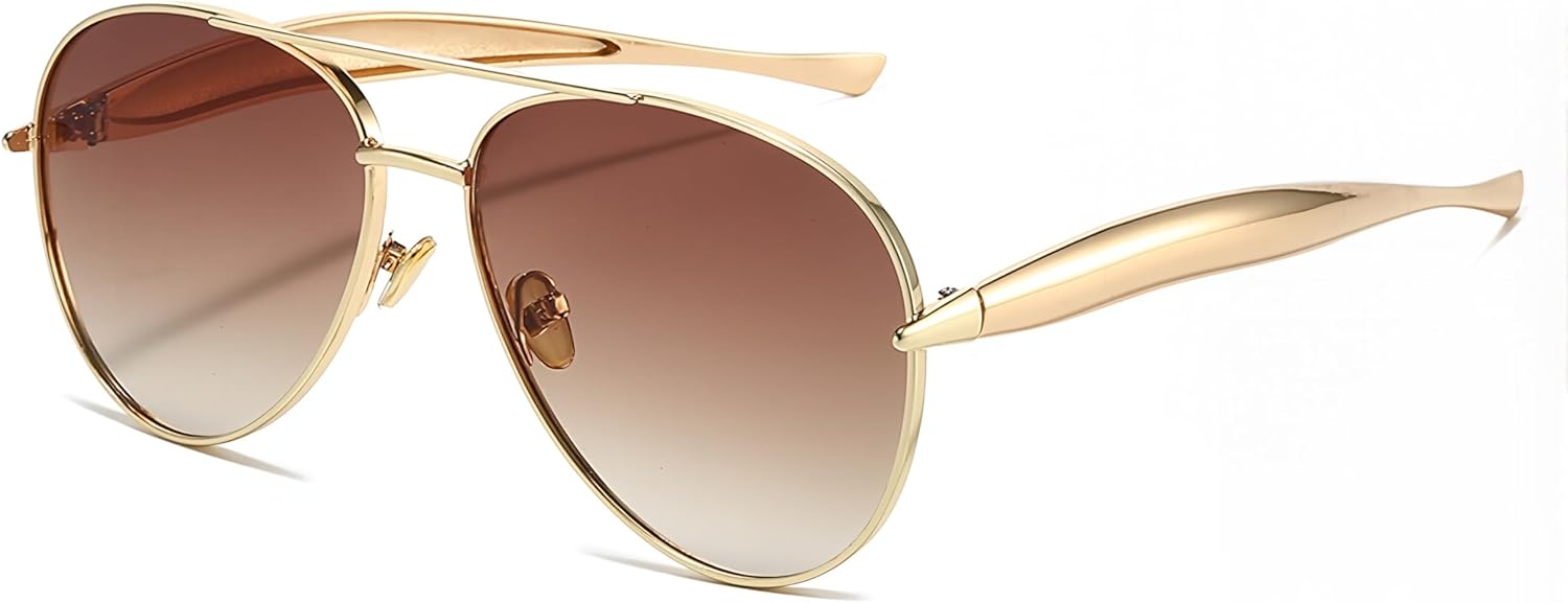 Модные солнцезащитные очки-авиаторы LASPOR большого размера для женщин и мужчин, металлические, в стиле 70-х (золотая оправа/коричневые градиентные линзы), Gold Frame / Brown Gradient Lens
Модные солнцезащитные очки-авиаторы LASPOR большого размера для женщин и мужчин, металлические, в стиле 70-х (золотая оправа/коричневые градиентные линзы), Gold Frame / Brown Gradient Lens