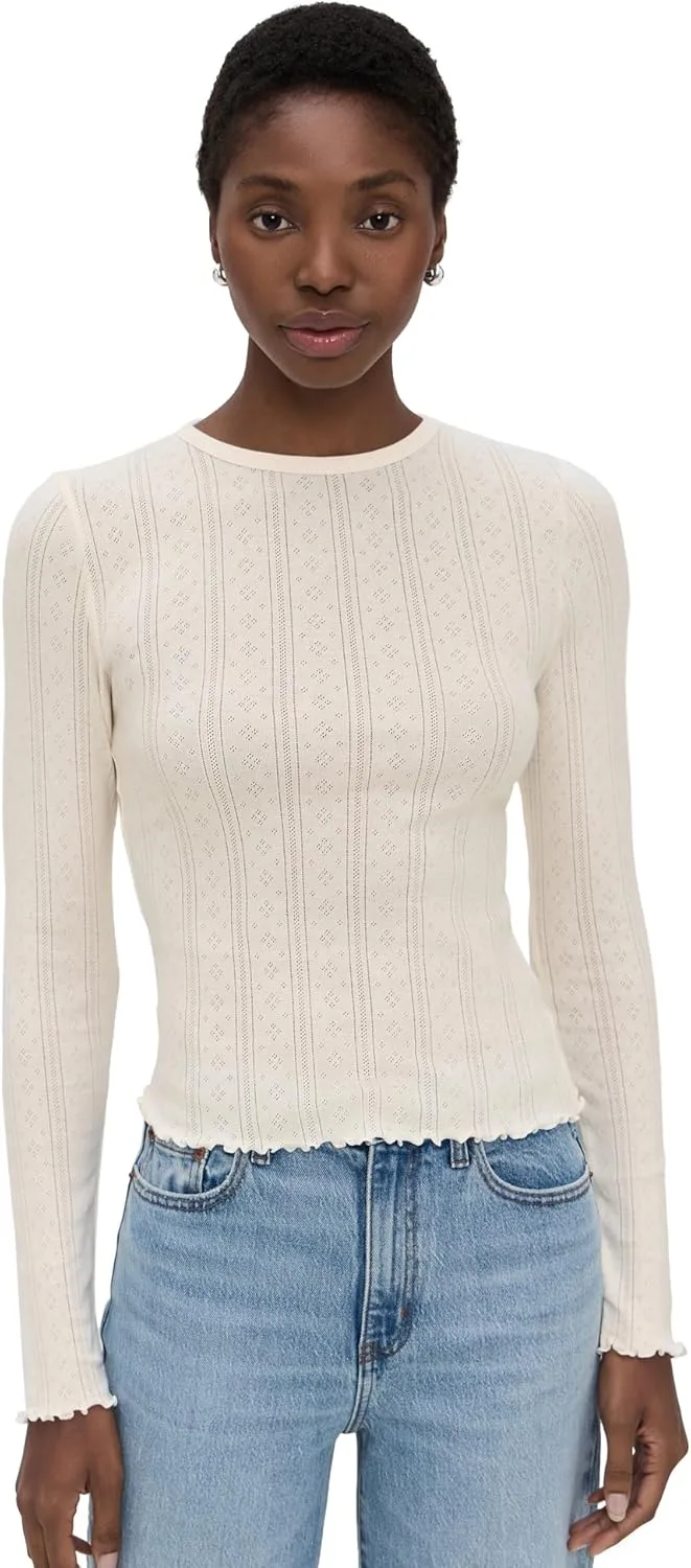 DAZE Women's Waverly Pointelle Crewneck Tee
DAZE Women's Waverly Pointelle Crewneck Tee