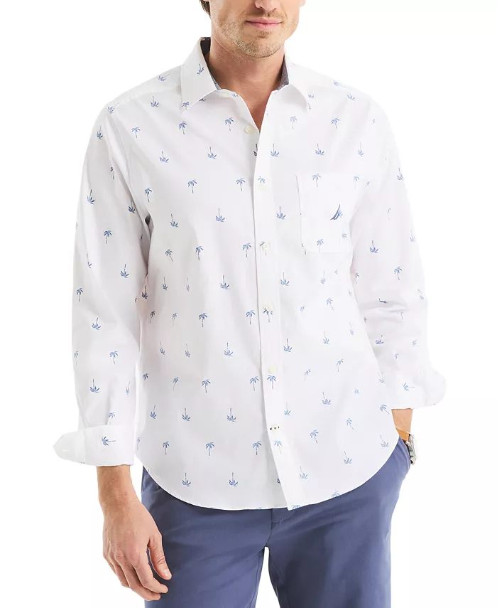 Мужская классическая рубашка с принтом на пуговицах Nautica, белый
Мужская классическая рубашка с принтом на пуговицах Nautica, белый