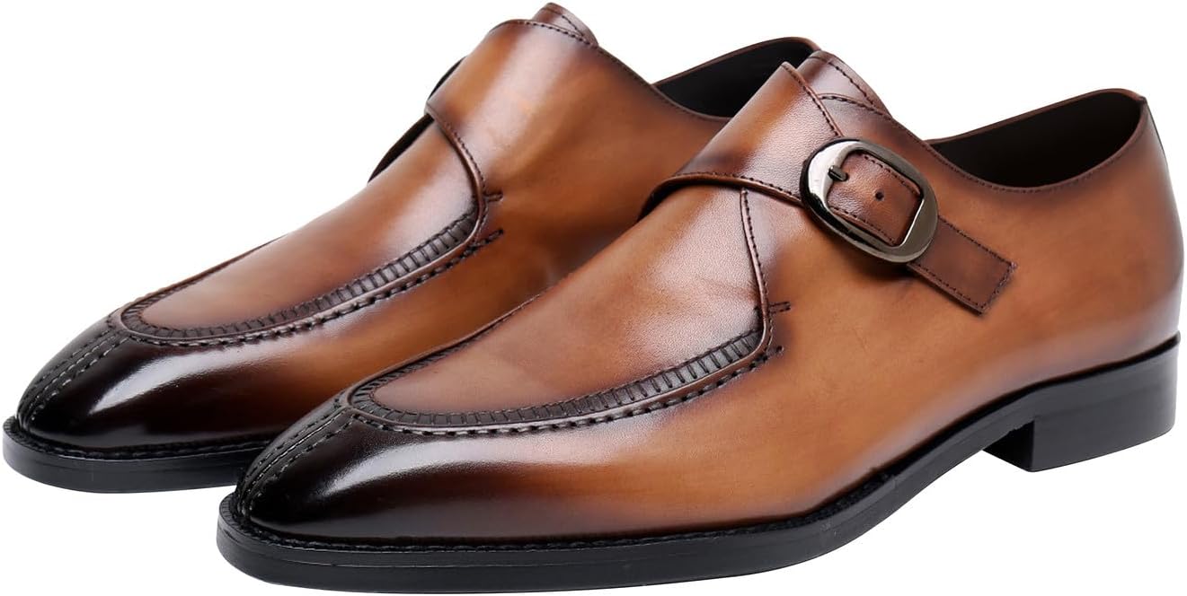 Мужские кожаные лоферы Santimon с монк-ремнем, прошивка Блейк, официальная обувь для делового стиля, туфли под смокинг для мужчин, коричневый
Мужские кожаные лоферы Santimon с монк-ремнем, прошивка Блейк, официальная обувь для делового стиля, туфли под смокинг для мужчин, коричневый