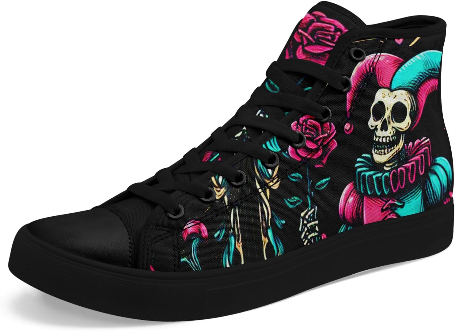 Высокие кеды с черепом и розами на холсте для мужчин и женщин - легкая, стильная повседневная обувь для концертов и улицы Awsole, черный/синий/розовый
Высокие кеды с черепом и розами на холсте для мужчин и женщин - легкая, стильная повседневная обувь для концертов и улицы Awsole, черный/синий/розовый