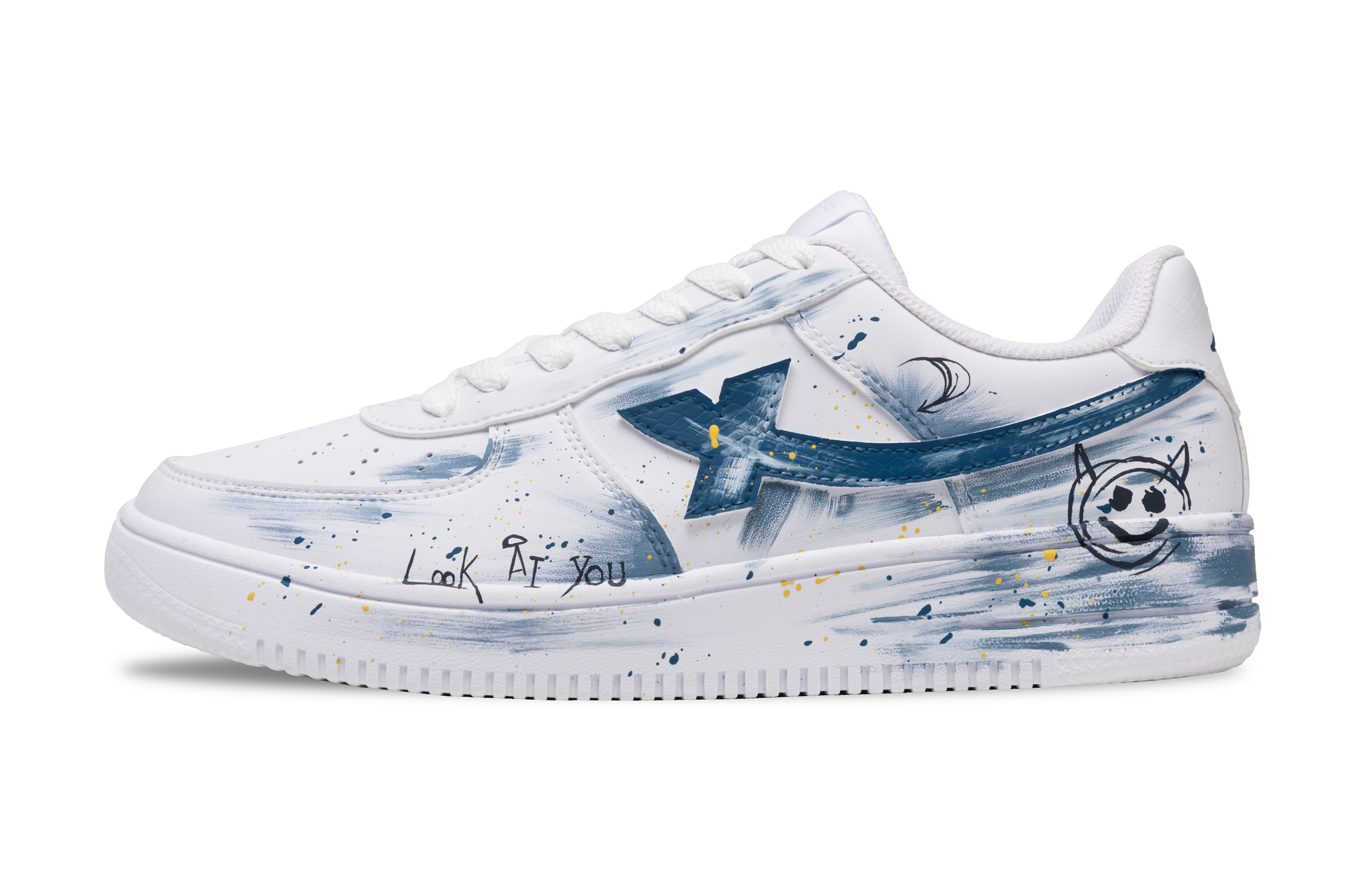 XTEP Кроссовки Air Force One с низким верхом, противоскользящие, износостойкие, для скейтбординга, мужские, белые, синие 
XTEP Кроссовки Air Force One с низким верхом, противоскользящие, износостойкие, для скейтбординга, мужские, белые, синие