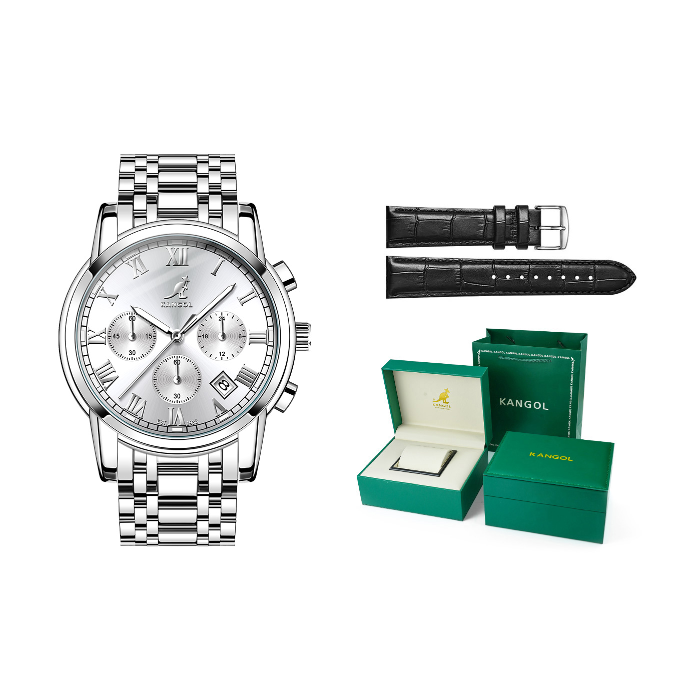 KANGOL Часы Quartz Movement Steel Strap Watch Men's Watch Black Dial, Silver White Dial
KANGOL Часы Quartz Movement Steel Strap Watch Men's Watch Black Dial, Silver White Dial