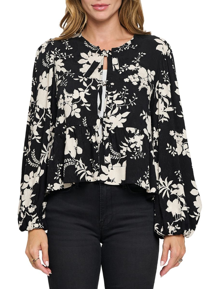 Топ с цветочным принтом и завязкой спереди Renee C., черный
Топ с цветочным принтом и завязкой спереди Renee C., черный