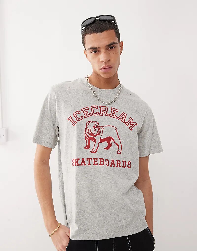 Футболка ICECREAM с короткими рукавами и принтом бульдога серого цвета
Футболка ICECREAM с короткими рукавами и принтом бульдога серого цвета