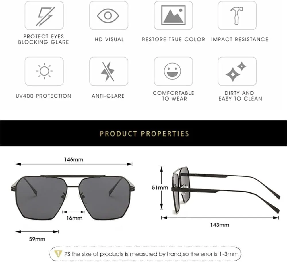 Поляризованные солнцезащитные очки для женщин, ретро-очки с двойной перемычкой большого размера для мужчин, большие металлические солнцезащитные очки HDUBFY, 8
Поляризованные солнцезащитные очки для женщин, ретро-очки с двойной перемычкой большого размера для мужчин, большие металлические солнцезащитные очки HDUBFY, 8