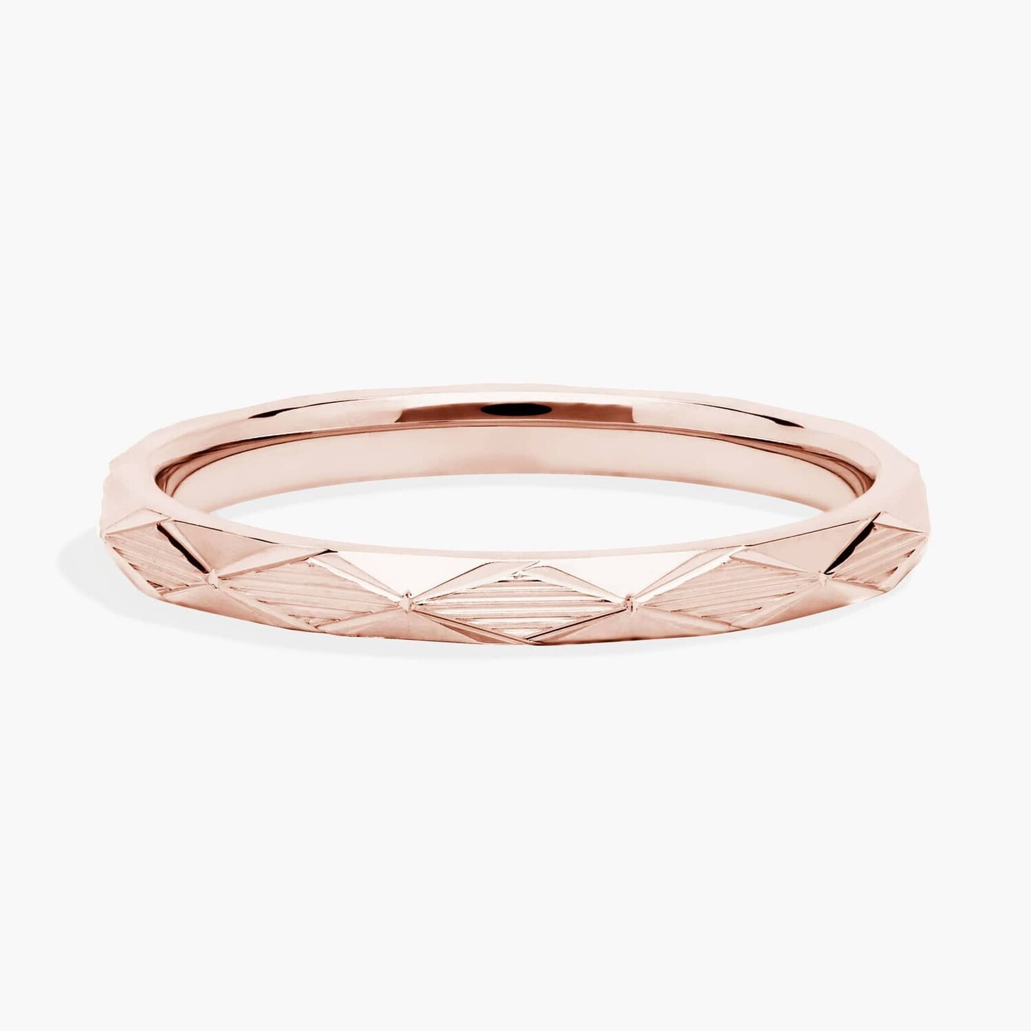 Кольцо с рельефным шестигранником, составное, из 18-каратного розового золота (2 мм) Blue Nile