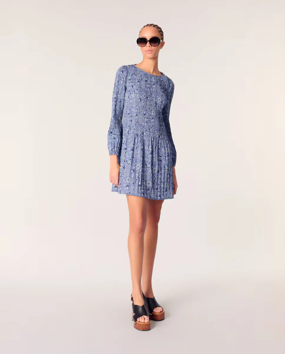 Плиссированное платье с принтом Maje, синий
Плиссированное платье с принтом Maje, синий