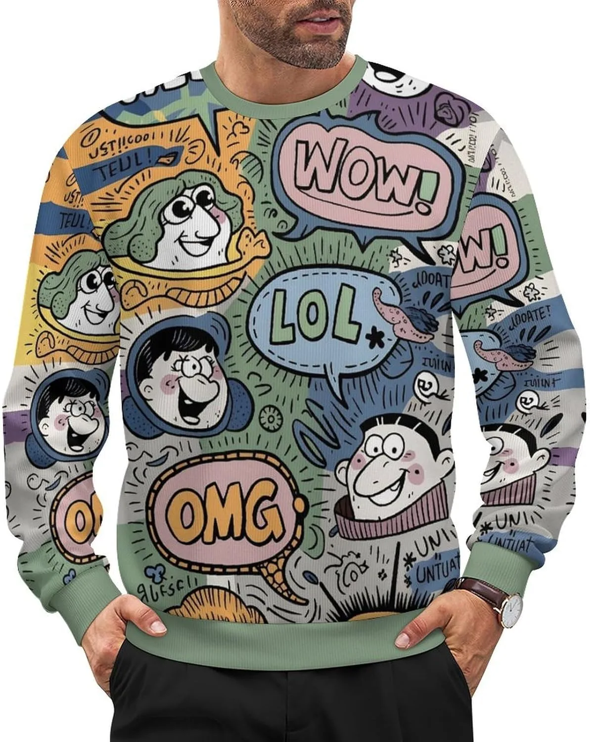 Мужской свитер OMG с длинным рукавом и круглым вырезом HLSDFRES
Мужской свитер OMG с длинным рукавом и круглым вырезом HLSDFRES