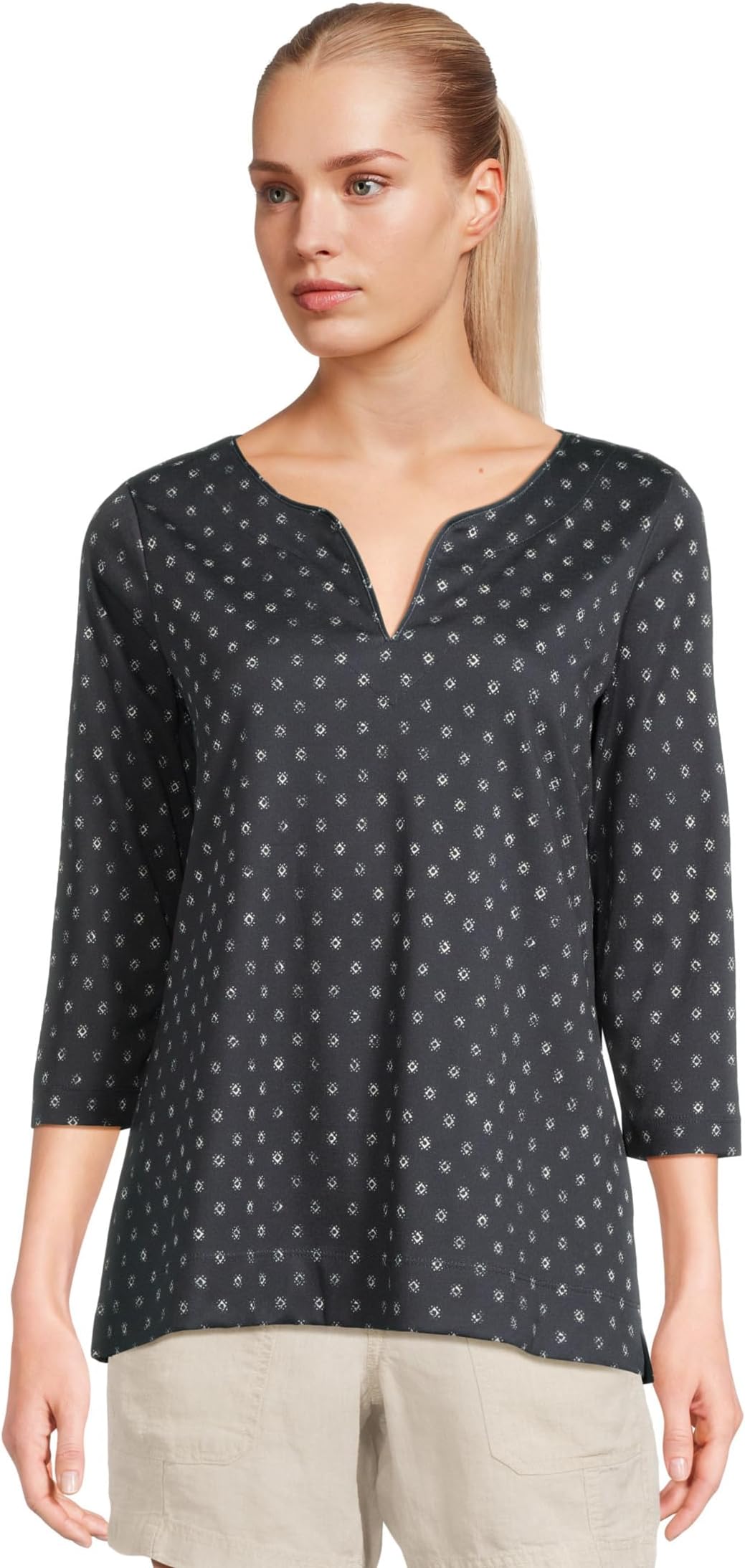 Топ L.L.Bean Pima Tops Split-Neck Tunic 3/4 Sleeve Print, цвет Classic Navy/Cream Dot
Топ L.L.Bean Pima Tops Split-Neck Tunic 3/4 Sleeve Print, цвет Classic Navy/Cream Dot