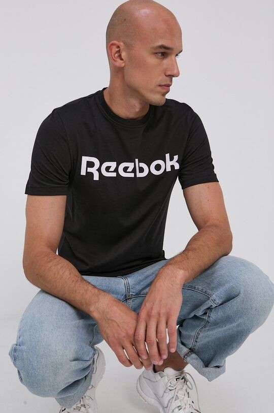 Хлопковая футболка Reebok, черный 
Хлопковая футболка Reebok, черный