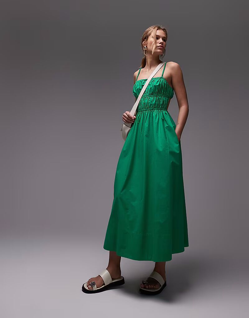 Платье миди из поплина со сборками Topshop зеленого цвета
Платье миди из поплина со сборками Topshop зеленого цвета