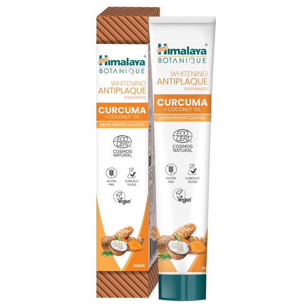 Отбеливающая зубная паста против зубного налета с куркумой и кокосовым маслом, 75 мл Himalaya Botanique
Отбеливающая зубная паста против зубного налета с куркумой и кокосовым маслом, 75 мл Himalaya Botanique