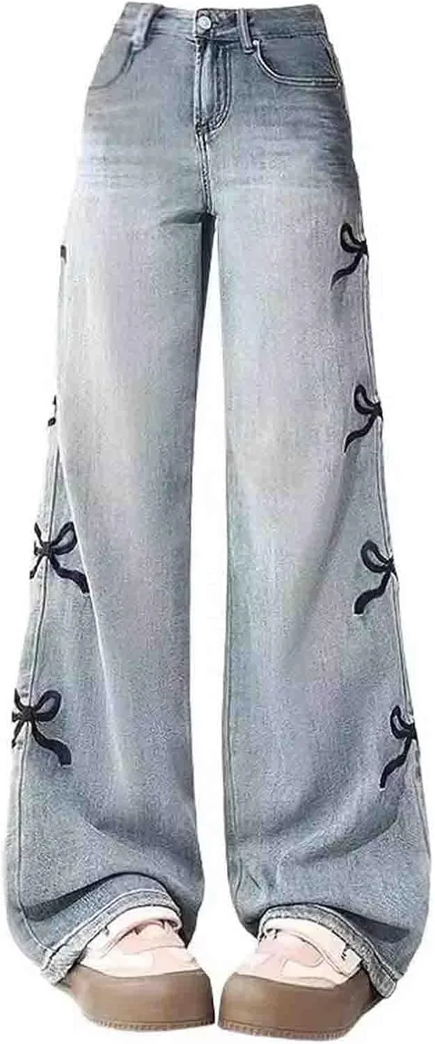 Женские джинсы Y2K с вышивкой и принтом, прямые, свободные MEOKIM
Женские джинсы Y2K с вышивкой и принтом, прямые, свободные MEOKIM