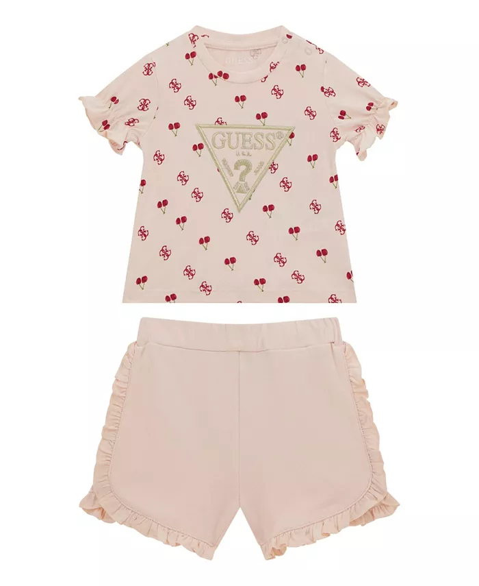 Детский комплект для девочек: футболка с коротким рукавом и шорты с принтом GUESS, розовый
Детский комплект для девочек: футболка с коротким рукавом и шорты с принтом GUESS, розовый