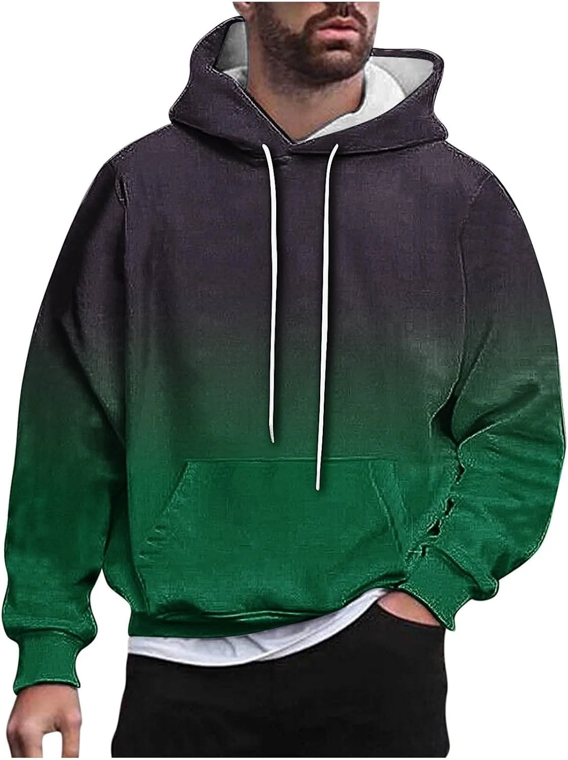 Мужская модная худи с градиентом, свободный оверсайз с карманом
Мужская модная худи с градиентом, свободный оверсайз с карманом