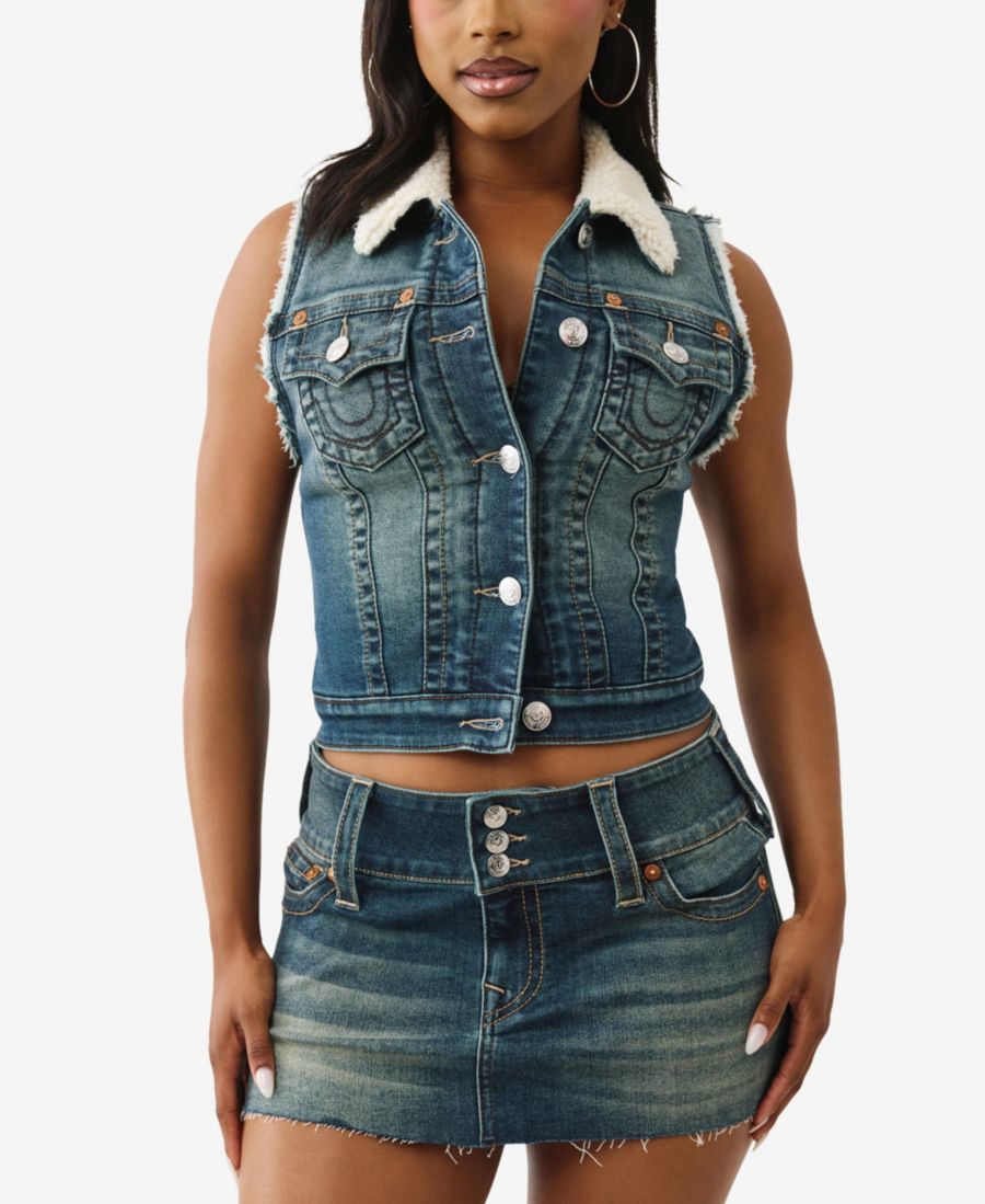 Женский укороченный джинсовый жилет из искусственной шерпы True Religion, Gotham Grind
Женский укороченный джинсовый жилет из искусственной шерпы True Religion, Gotham Grind