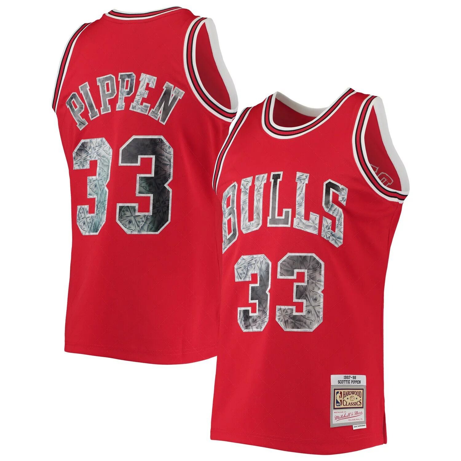 Мужская майка Mitchell & Ness Scottie Pippen Red Chicago Bulls 1997-98 Hardwood Classics в честь 75-летия Diamond Swingman 
Мужская майка Mitchell & Ness Scottie Pippen Red Chicago Bulls 1997-98 Hardwood Classics в честь 75-летия Diamond Swingman