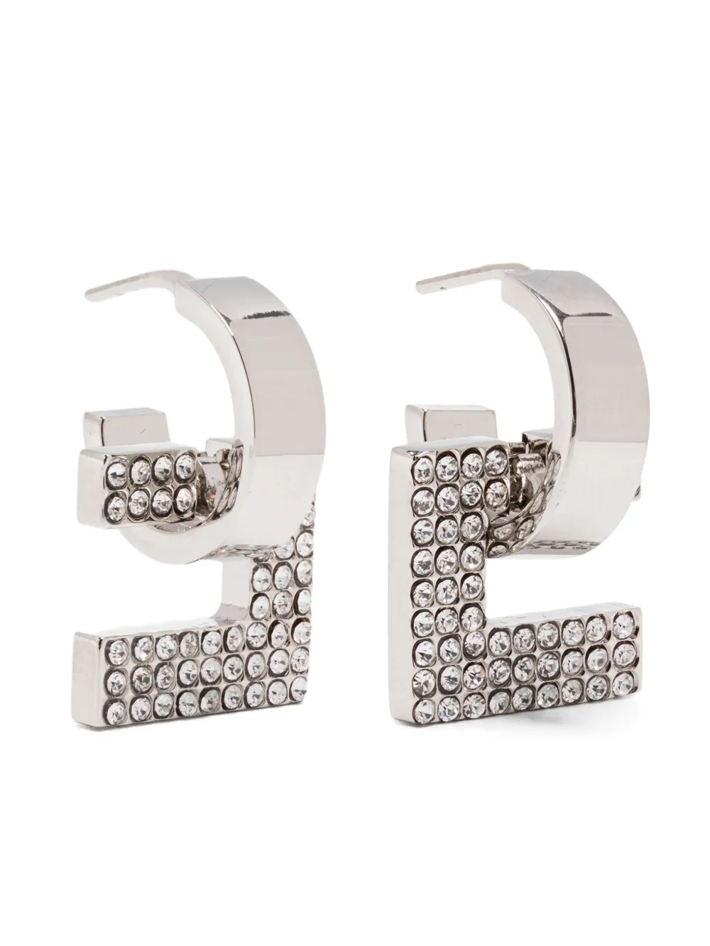 Серьги-кольца, украшенные кристаллами Elisabetta Franchi, серебяный 
Серьги-кольца, украшенные кристаллами Elisabetta Franchi, серебяный
