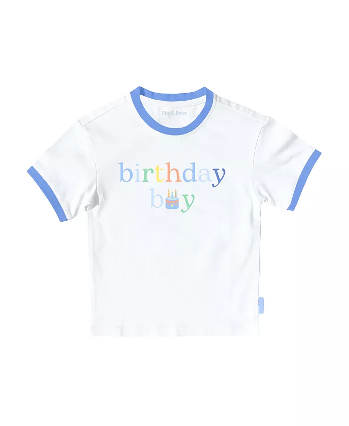 Футболка с круглым вырезом для мальчиков Birthday Boy Bits & Bows, синий 
Футболка с круглым вырезом для мальчиков Birthday Boy Bits & Bows, синий