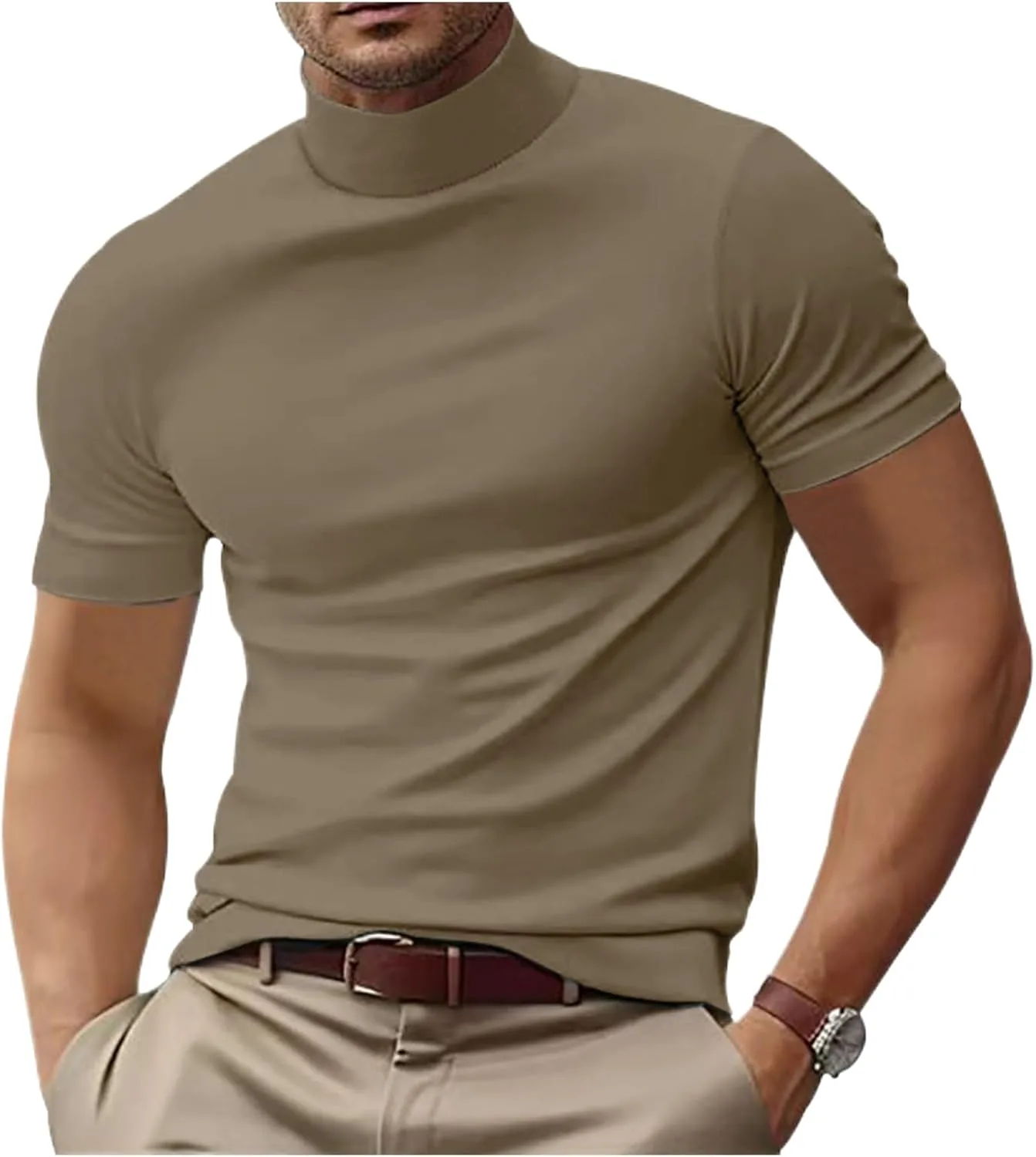 Мужская футболка с воротником-стойкой, короткий рукав, slim fit CHXLQQX
Мужская футболка с воротником-стойкой, короткий рукав, slim fit CHXLQQX