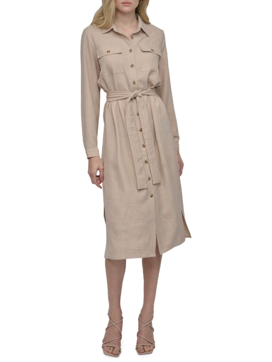 Джинсовое платье-рубашка с поясом DKNY, бежевый
Джинсовое платье-рубашка с поясом DKNY, бежевый