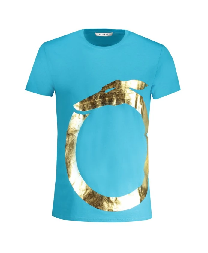 Синяя хлопковая футболка с принтом и логотипом Trussardi, синий
Синяя хлопковая футболка с принтом и логотипом Trussardi, синий