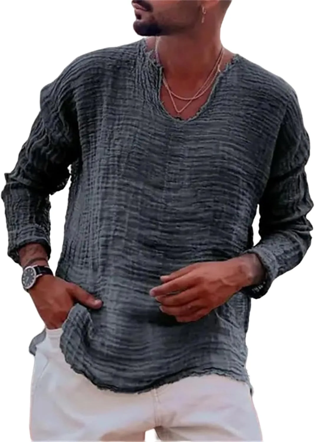 Винтажная футболка для мужчин с V-образным вырезом и длинными рукавами Thatrich
Винтажная футболка для мужчин с V-образным вырезом и длинными рукавами Thatrich