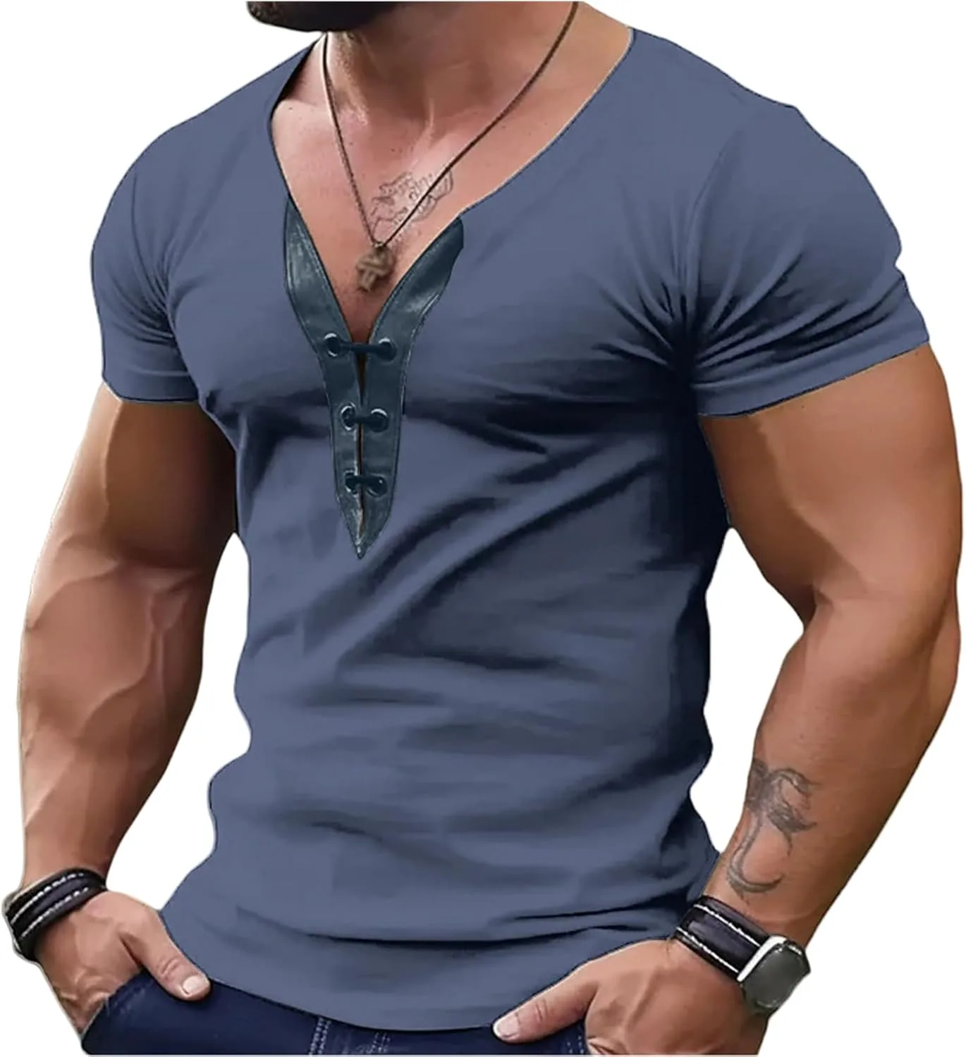Мужская футболка henley с коротким рукавом slim fit для лета Thatrich
Мужская футболка henley с коротким рукавом slim fit для лета Thatrich