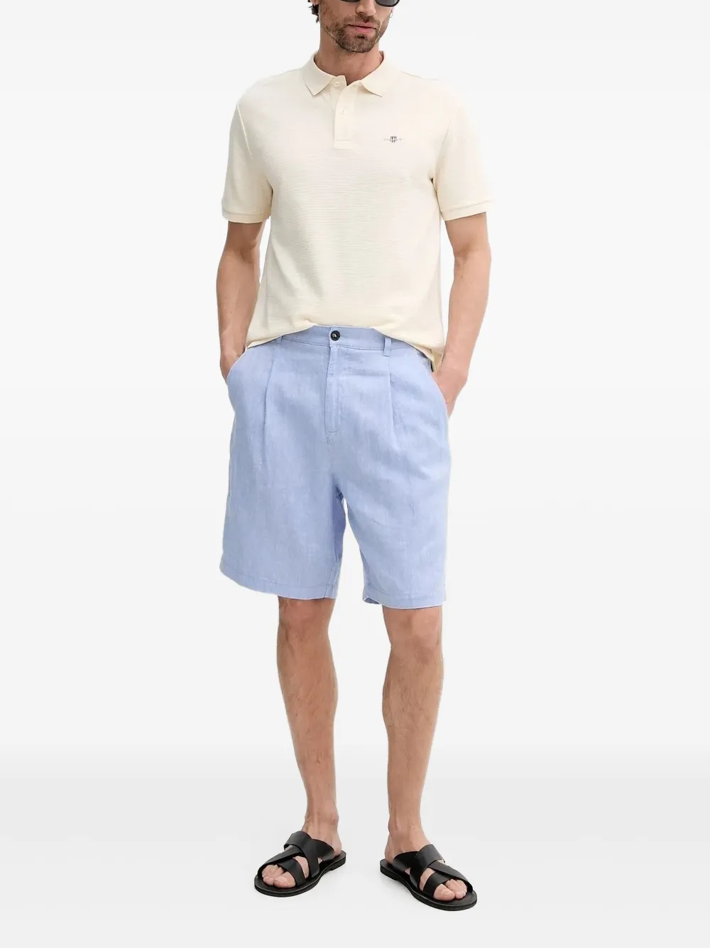 Рубашка поло с вышитым логотипом Gant, нейтральный 
Рубашка поло с вышитым логотипом Gant, нейтральный