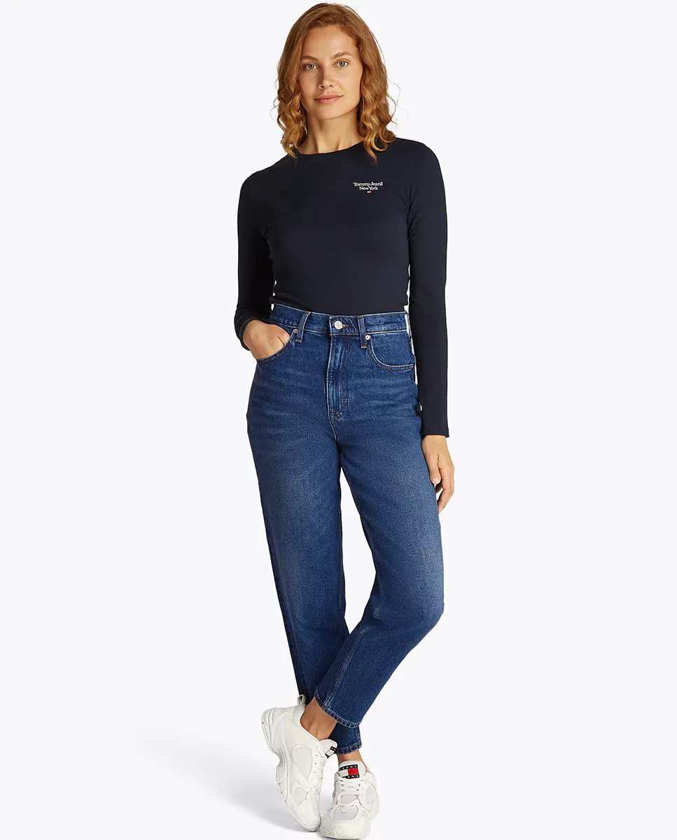 Женские джинсы mom fit с высокой талией Tommy Jeans, синий 
Женские джинсы mom fit с высокой талией Tommy Jeans, синий