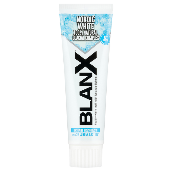Неабразивная зубная паста, 75 мл Blanx Nordic white
Неабразивная зубная паста, 75 мл Blanx Nordic white