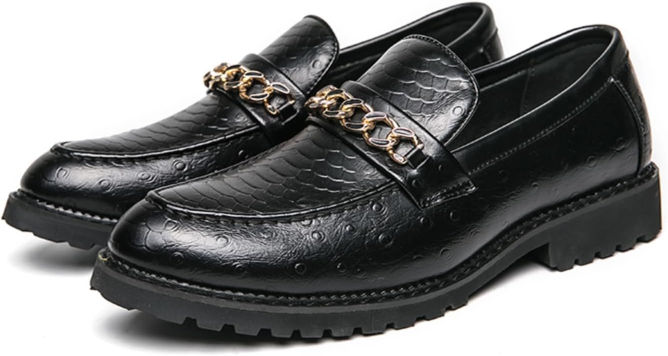 Мужские черные лоферы с тиснением под крокодила и цепочкой - стильные и удобные для официальной, повседневной и деловой носки Aokisx
Мужские черные лоферы с тиснением под крокодила и цепочкой - стильные и удобные для официальной, повседневной и деловой носки Aokisx