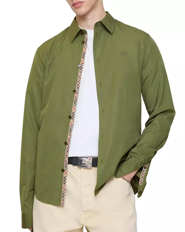 Рубашка из хлопкового поплина стандартного кроя Burberry, зеленый
Рубашка из хлопкового поплина стандартного кроя Burberry, зеленый