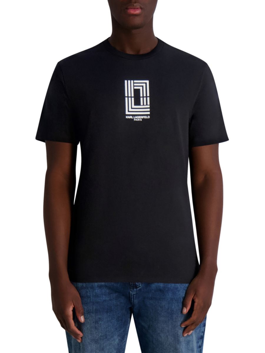 Хлопковая футболка с логотипом Karl Lagerfeld Paris, черный 
Хлопковая футболка с логотипом Karl Lagerfeld Paris, черный