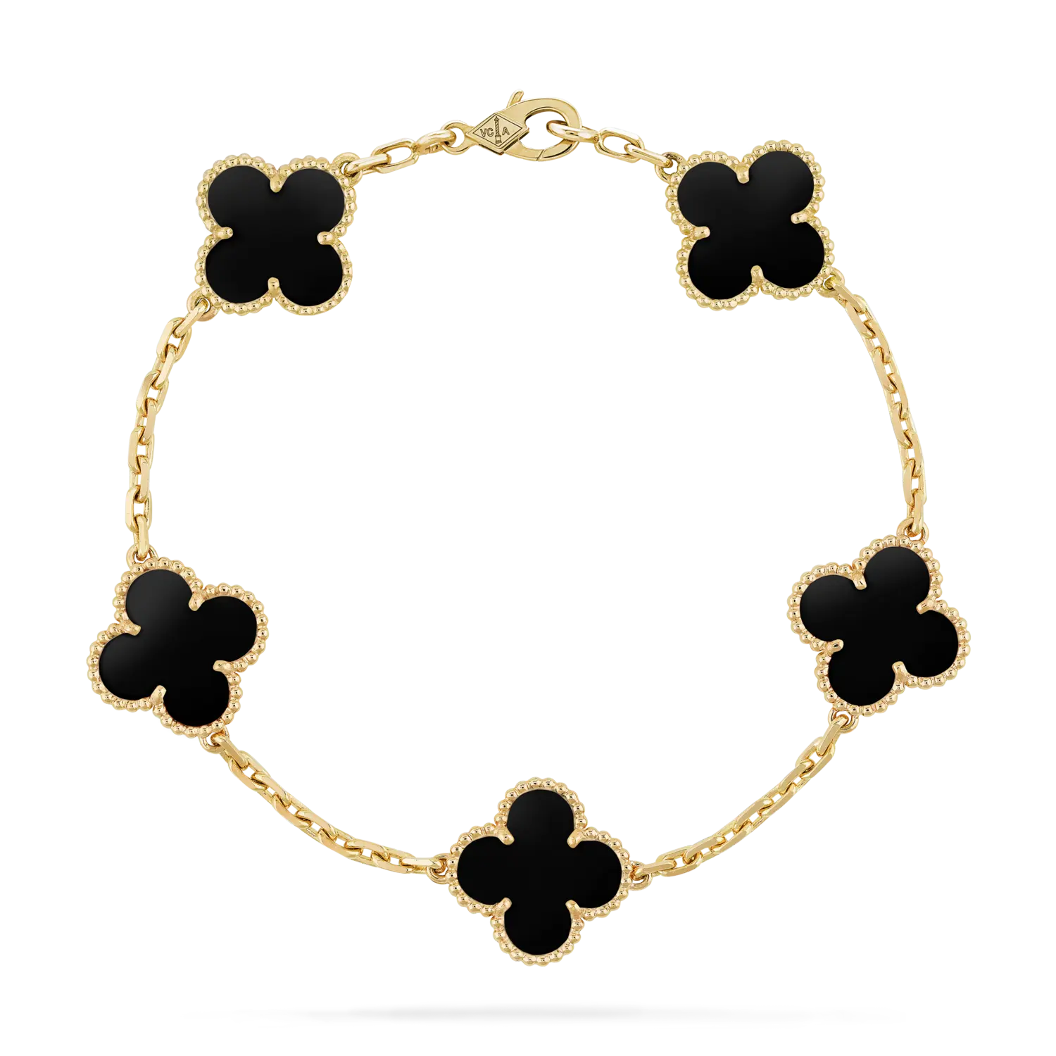 Браслет Van Cleef & Arpels Vintage Alhambra, 5 мотивов, 18-ct желтое золото, оникс
Браслет Van Cleef & Arpels Vintage Alhambra, 5 мотивов, 18-ct желтое золото, оникс