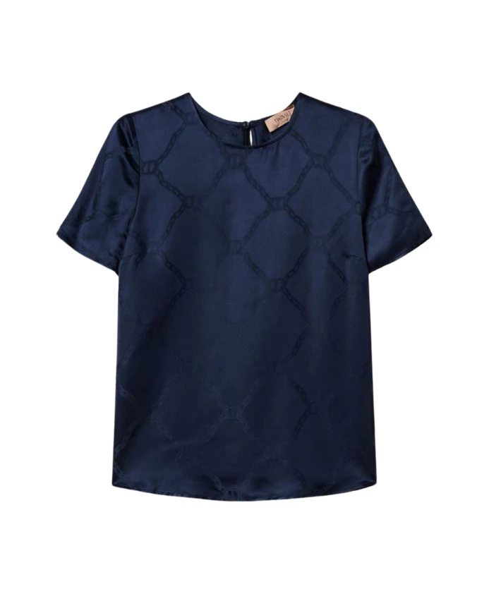 Блузка с узором в виде цепочек из лиоцелла Twinset, синий
Блузка с узором в виде цепочек из лиоцелла Twinset, синий