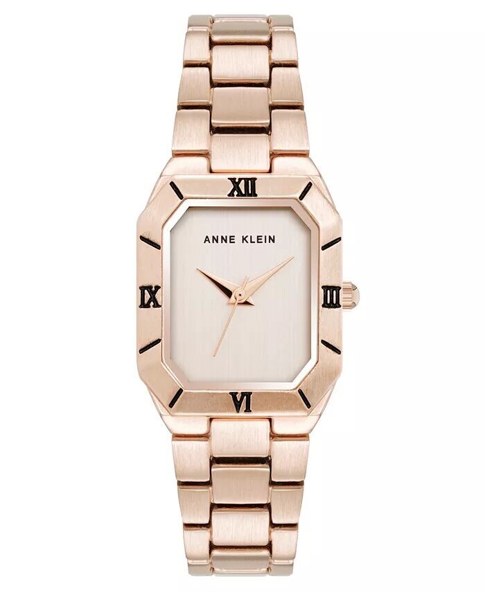 Женские кварцевые часы из металлического сплава цвета розового золота с римскими цифрами и безелем, 23 мм Anne Klein, мультиколор
Женские кварцевые часы из металлического сплава цвета розового золота с римскими цифрами и безелем, 23 мм Anne Klein, мультиколор