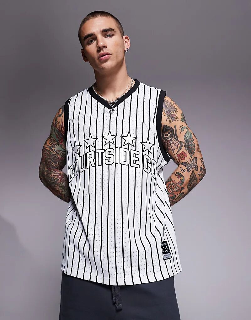 Майка свободного кроя с логотипом Courtside в белую полоску
Майка свободного кроя с логотипом Courtside в белую полоску