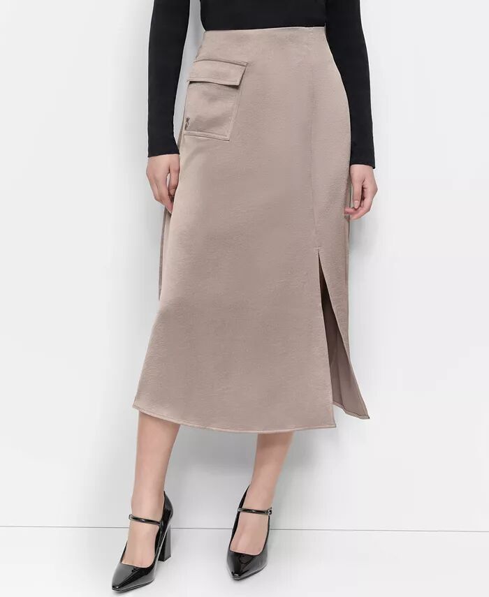 Женская атласная юбка миди с разрезом спереди и карманом-клапаном DKNY, коричневый/бежевый
Женская атласная юбка миди с разрезом спереди и карманом-клапаном DKNY, коричневый/бежевый