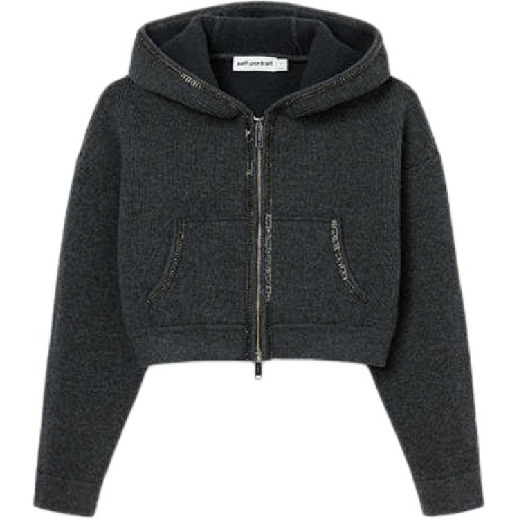 Self-portrait Вязаный укороченный худи с автопортретом, Dark Gray
Self-portrait Вязаный укороченный худи с автопортретом, Dark Gray