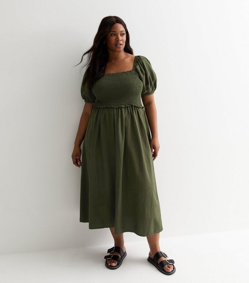 Платье миди цвета хаки с квадратным вырезом и сборками Curves New Look, хаки
Платье миди цвета хаки с квадратным вырезом и сборками Curves New Look, хаки