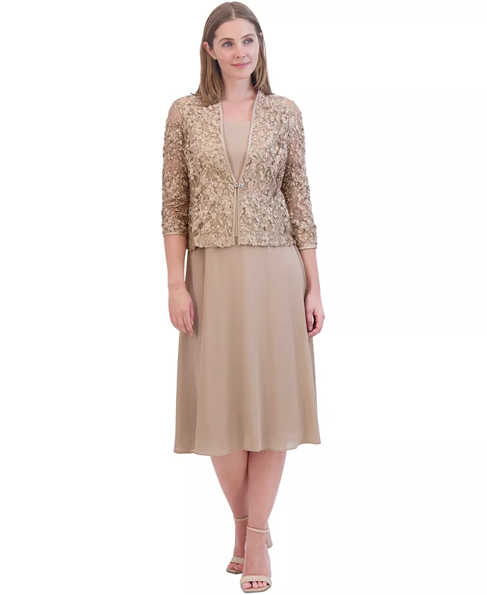 Женский жакет с сутажной вышивкой и миди-платье с круглым вырезом Jessica Howard, коричневый/бежевый
Женский жакет с сутажной вышивкой и миди-платье с круглым вырезом Jessica Howard, коричневый/бежевый