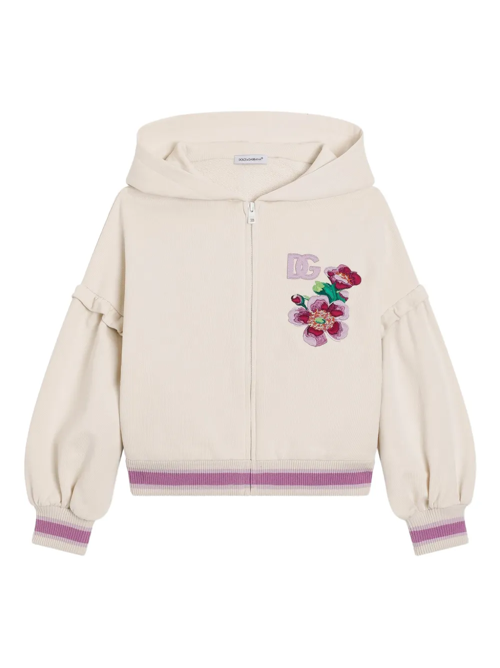 Худи с цветочной вышивкой Dolce & Gabbana Kids, нейтральный 
Худи с цветочной вышивкой Dolce & Gabbana Kids, нейтральный