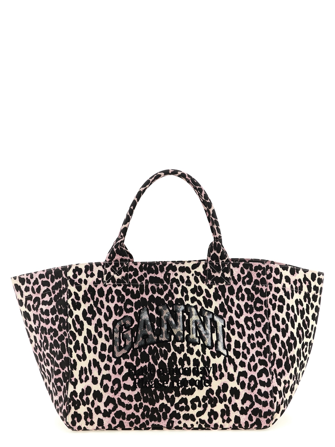 Шоппер 'Leopard Sequin XXL Tote' с леопардовым узором и пайетками GANNI, розовый
Шоппер 'Leopard Sequin XXL Tote' с леопардовым узором и пайетками GANNI, розовый