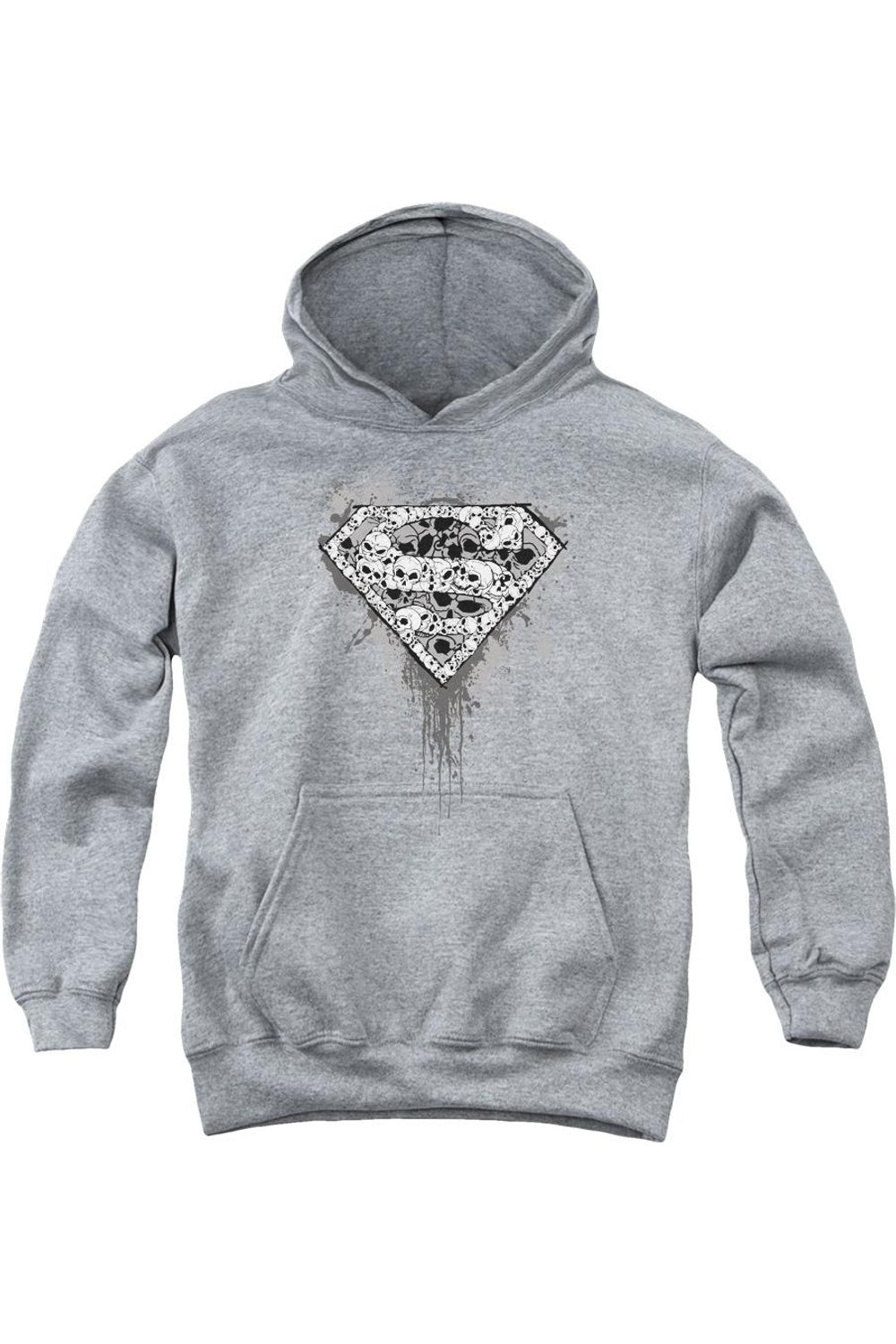 Супермен Много Супер Черепов Молодежная Толстовка с Капюшоном Gildan, Athletic Heather 
Супермен Много Супер Черепов Молодежная Толстовка с Капюшоном Gildan, Athletic Heather